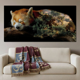 Sleeping Red Panda Forest Dream - NicheCanvas