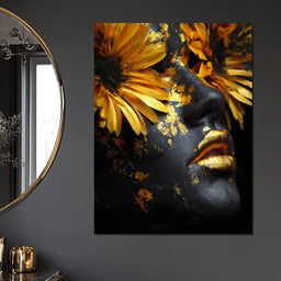 Golden Petals Midnight Muse - NicheCanvas