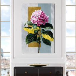 Pink Hydrangea Gold Panel - NicheCanvas