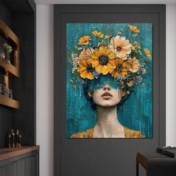 Golden Bloom Silhouette - NicheCanvas