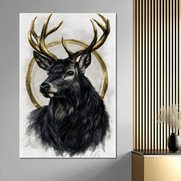 Stag of the Gilded Halo - NicheCanvas