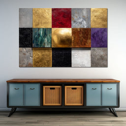 Gilded Mosaic Color Blocks - NicheCanvas