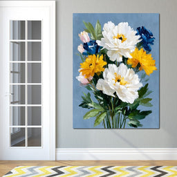 Blue Garden Peony Bouquet - NicheCanvas