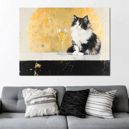 Golden Feline Elegance Scene - NicheCanvas