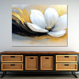 Golden Petals Onyx Dance - NicheCanvas