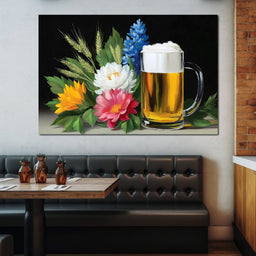 Golden Brew With Blossoms - NicheCanvas
