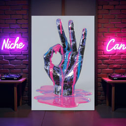 Neon Drip Hand Gesture Fusion - NicheCanvas