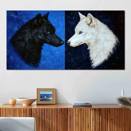 Celestial Wolves Starlit Encounter - NicheCanvas