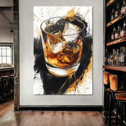 Whiskey Reflections on Ice - NicheCanvas