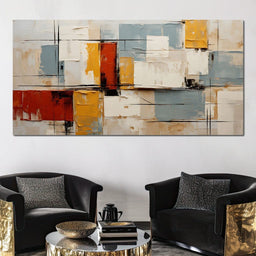 Abstract Ochre Geometry Fields - NicheCanvas