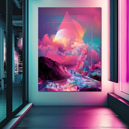 Cosmic Neon Triangle Peaks - NicheCanvas
