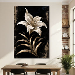 Gilded Petals Upon Nightfall - NicheCanvas