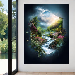 Hexagonal Nature Portal Cascade - NicheCanvas