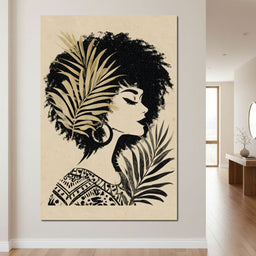 Tropical Noir Lady Silhouette - NicheCanvas