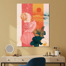 Tidal Shore And Floral Shell - NicheCanvas