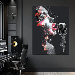 Cosmic Vocalist Neon Kiss - NicheCanvas