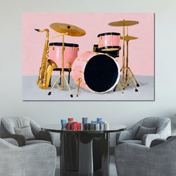 Golden Sax Pink Drum Groove - NicheCanvas