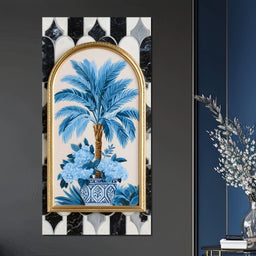 Tropical Elegance Flourish in Blue - NicheCanvas