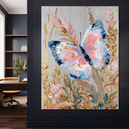 Abstract Golden Butterfly Garden - NicheCanvas