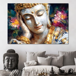 Golden Buddha Lotus Reverie - NicheCanvas