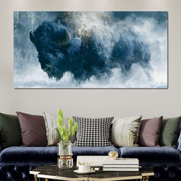 Roaming Buffalo In Cold Winter Plains - NicheCanvas