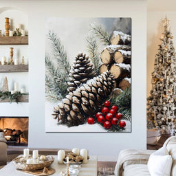 Snowy Pinecone Winter Gathering - NicheCanvas