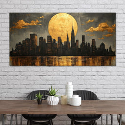 Golden Reflections Skyline - NicheCanvas