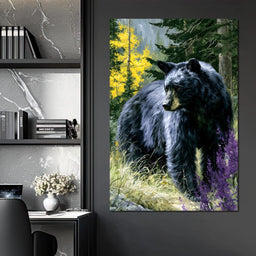 Solitary Forest Black Bear Rises - NicheCanvas