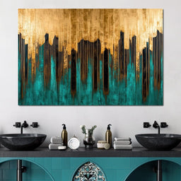 Golden Reflections Vertical Harmony - NicheCanvas