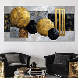 Golden Geometric Orbits - NicheCanvas