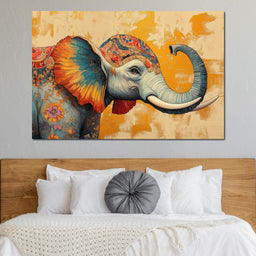 Elephant Splendor Floral Harmony - NicheCanvas