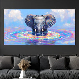 Elephant in Dreamy Waters - NicheCanvas