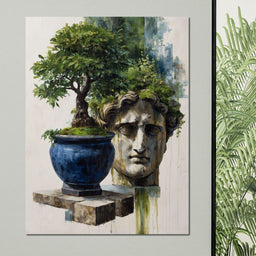 Blue Urn And Stone Head Grove - NicheCanvas