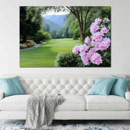 Verdant Meadow's Floral Embrace - NicheCanvas