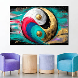 Golden Yinyang Energy Flow - NicheCanvas