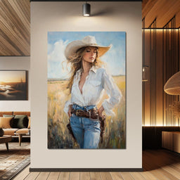 Cowgirl's Sunlit Respite - NicheCanvas