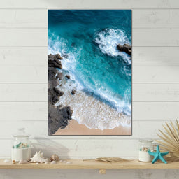 Turquoise Tide on Rock Shore - NicheCanvas