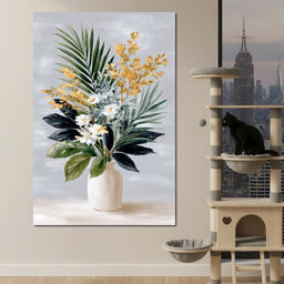 Golden Botanicals Still Life - NicheCanvas