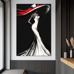 The White Dress - Elegant Silhouette in Red - NicheCanvas