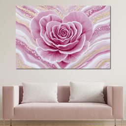 Rose Petal Heart Glow Gold - NicheCanvas