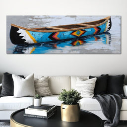 Reflections of a Painted Canoe - NicheCanvas