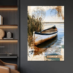 Abandoned Boat Waiting Upon Still Waters - NicheCanvas