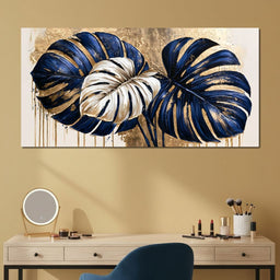 Gilded Monstera Leaves Dancing With Light - NicheCanvas