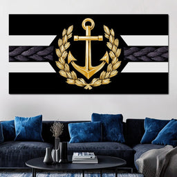 Golden Anchor Laurel Emblem - NicheCanvas