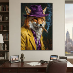 Gentleman Fox Smoking Cigar - NicheCanvas