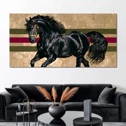 Golden Galloping Stallion - NicheCanvas