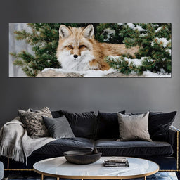 Winter Fox Under Pine Boughs - NicheCanvas