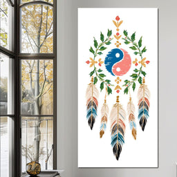 Boho Yinyang Feather Balance - NicheCanvas