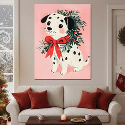 Festive Dalmatian Puppy Cheer - NicheCanvas