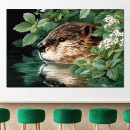 Beaver Reflection by the Lake - NicheCanvas